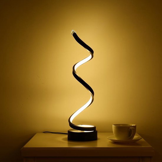 Elegante tafellamp - LED verlichting - spiraalvormig design voor elk interieur - 12,5 x 12,5 x 45 cm - Zwart