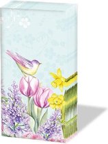 Ambiente - Blooming Garden - Turquoise - papieren zakdoeken - 1 pakje