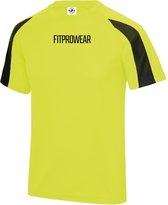 FitProWear Contrast Sportshirt Heren Geel/Zwart - Maat L - Sportshirt - T-Shirt - Sportkleding - Sportshirt korte mouwen - Sportshirt Polyester - Heren Shirt