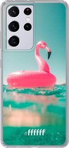 6F hoesje - geschikt voor Samsung Galaxy S21 Ultra -  Transparant TPU Case - Flamingo Floaty #ffffff