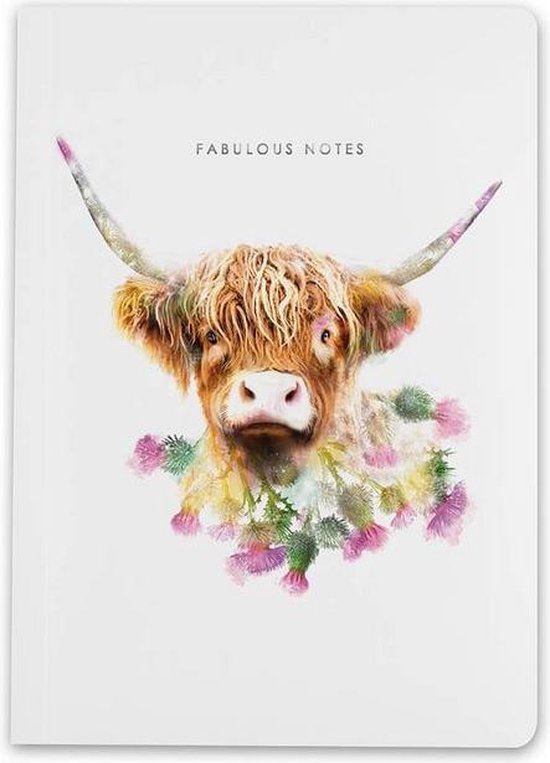Luxury Highland Cow Notebook - Bullet journal - Dagboek - A5 – Gelineerd – Koe - Lola design