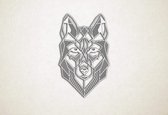 Line Art - Wolf 4 - M - 90x56cm - Wit - geometrische wanddecoratie