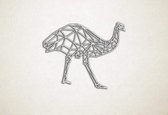 Line Art - Struisvogel 1 - M - 60x76cm - Wit - geometrische wanddecoratie