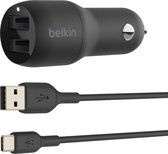 Belkin Dual USB Autolader 24W + 1m USB-C kabel - Zwart