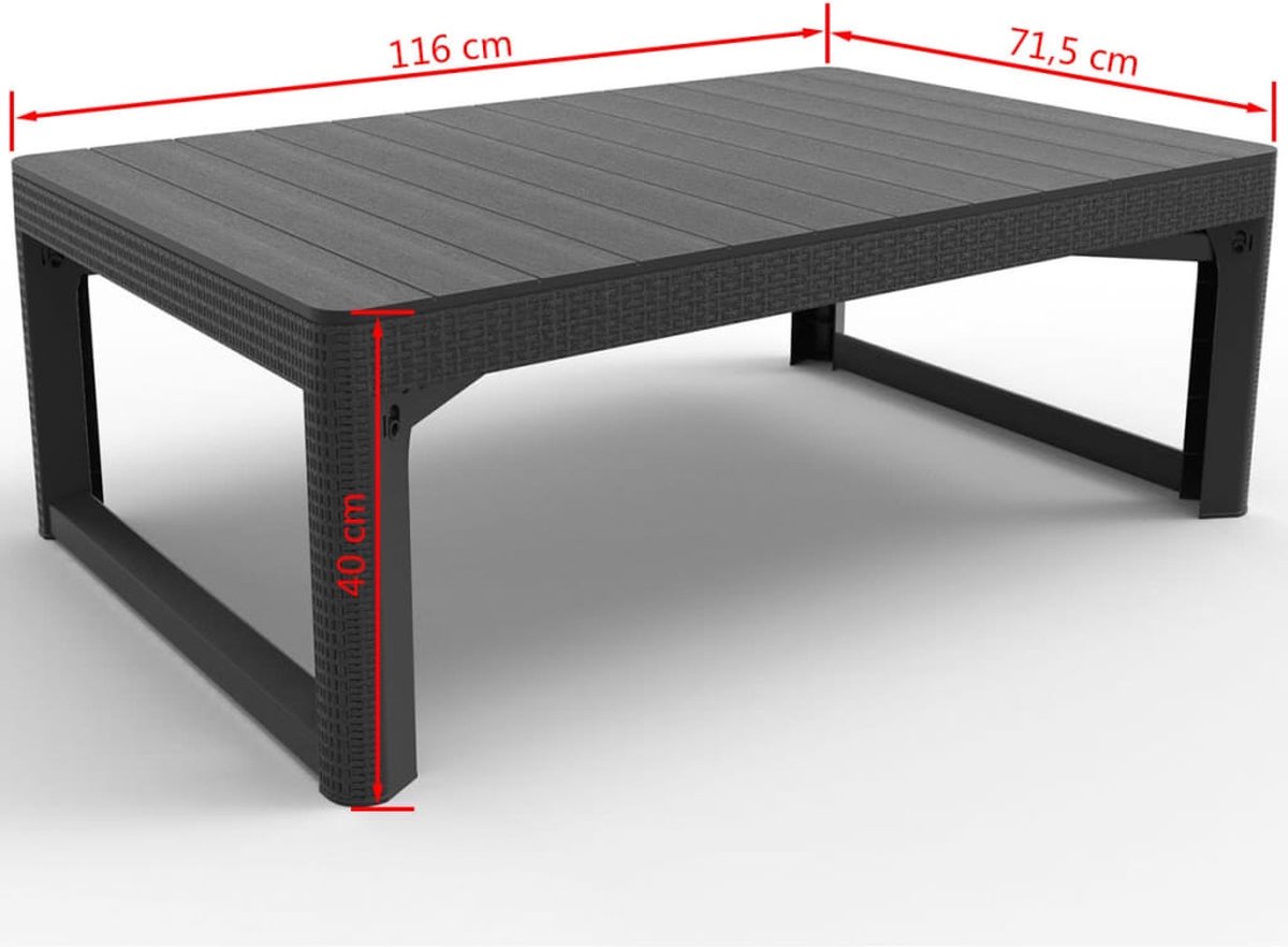 Allibert Lyon Verstelbare Tuintafel - 116x71,5x66/40 cm - Grafiet thumbnail 8