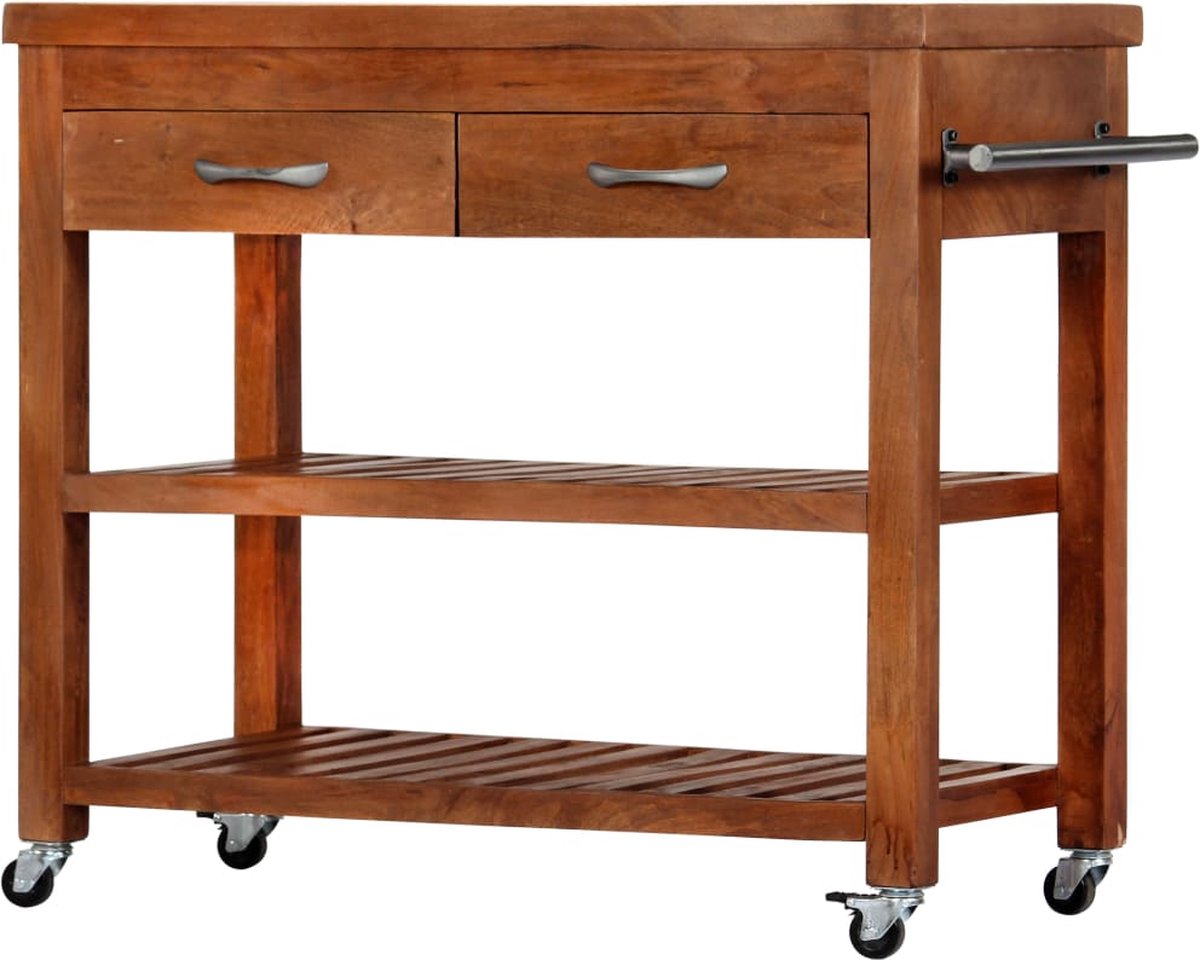 vidaXL - Keukentrolley - 100x48x89 - cm - massief - acaciahout