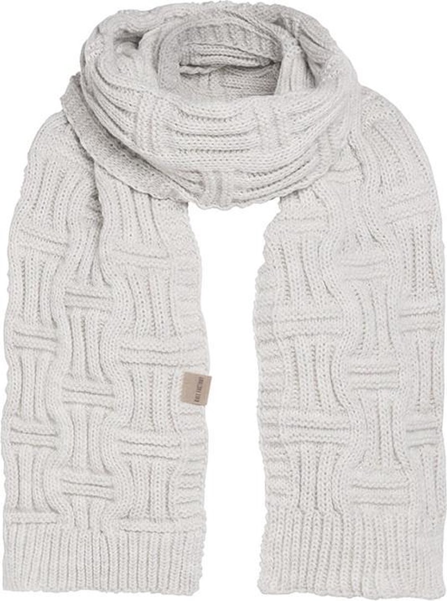 Knit Factory Bobby Gebreide Sjaal Dames & Heren - Herfst- & Wintersjaal - Grof gebreid - Langwerpige sjaal - Wollen Sjaal - Dames sjaal - Heren sjaal - Unisex - Beige - 200x30 cm