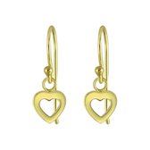 Joy|S - Zilveren hartje oorbellen - oorhangers - 14k goudplating