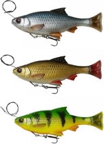 Savage Gear 4D Line Thru Pulse Tail - 18cm - 90g - Roach,Rudd, Firetiger - 3 Stuks - Assorti