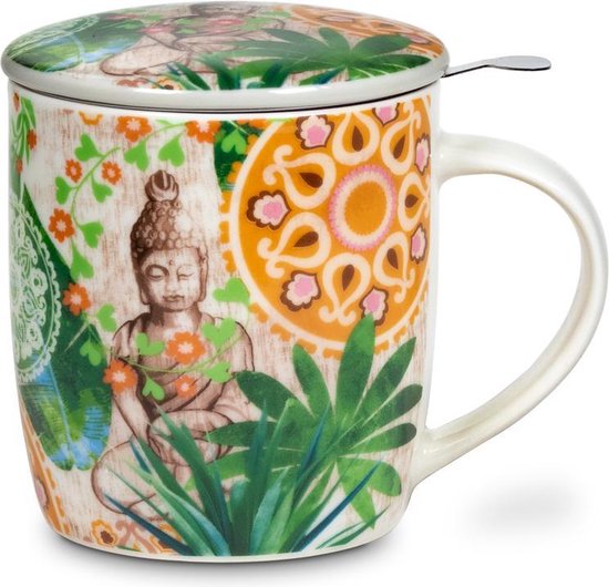 Ensemble de tasse à thé Buddha Paradise avec infuseur - Porcelaine Bone