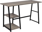 vidaXL - Bureau - met - 2 - schappen - grijs - en - eikenkleurig