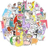 Alpaca Lama stickers - Vrolijke sticker mix voor laptop, muur, agenda, skateboard etc. - 50 stuks - geschikt voor kinderen