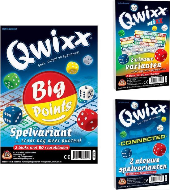 Afbeelding van het spel Qwixx Mixx, Connected en Big Points uitbreidingen