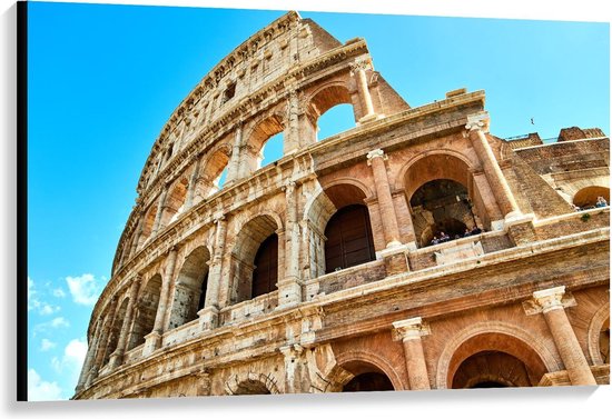Canvas  - Colosseum met Blauwe Lucht - Rome - 120x80cm Foto op Canvas Schilderij (Wanddecoratie op Canvas)