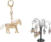 Paarden sleutelhangers - Goud - Met diamantjes - 8 cm