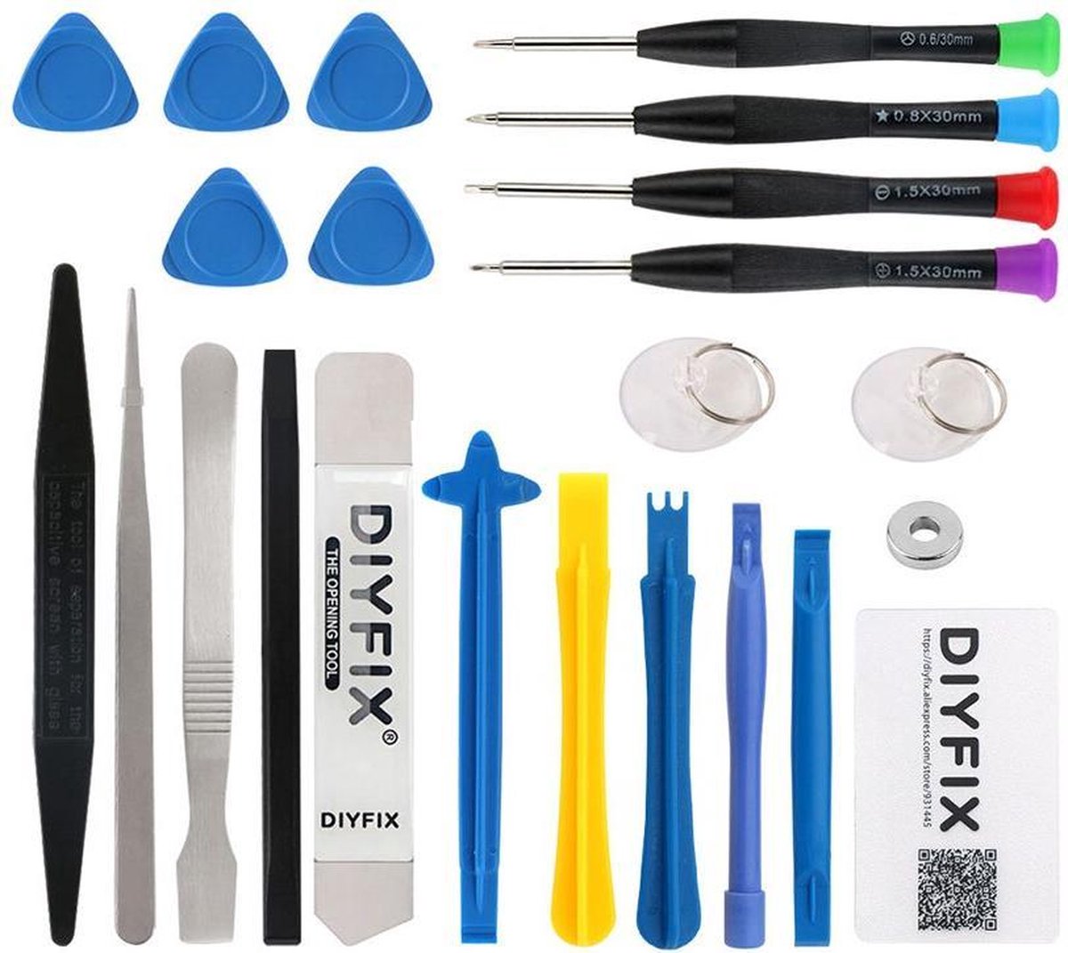 DIYFIX 23 in 1 Mobiele Telefoon Reparatie Tools Set voor iPhone X 8 7 6 s 6 Plus Demontage Handgereedschap kit Schroevendraaier Picks Set Spudger - 