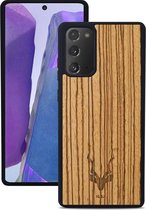 Kudu Samsung Galaxy Note 20 hoesje case - Houten backcover - Handgemaakt en afgewerkt met duurzaam TPU - Zebrano - Zwart