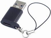 PremiumCord Adapter USB3.0 A male - USB-C Female, zwart, met ketting