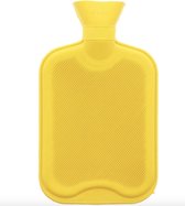 Warm water kruik | Hot water bottle | Navulbare kruik| Dubbelzijdig geribbeld - Geel - 2 liter