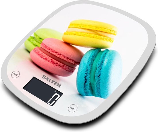 Doe voorzichtig Zo snel als een flits activering Salter- Digitale keukenweegschaal- trendy design- Macarons- 5kg-1g precies-  aanraaktoetsen | bol.com