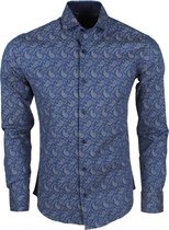 Marco Cassette - Heren Design Overhemd -  Modern Fit - Blauw