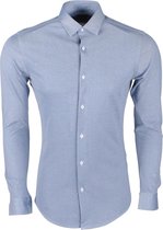 Sette Fratelli Heren Overhemd - Tricot Superstretch - Blauw