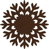 Sneeuwvlok vilt onderzetters  - Donkerbruin - 6 stuks - ø 9,5 cm - Kerst onderzetter - Tafeldecoratie - Glas onderzetter - Cadeau - Woondecoratie - Tafelbescherming - Onderzetters