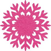 Sneeuwvlok vilt onderzetters  - Fuchsia - 6 stuks - ø 9,5 cm - Kerst onderzetter - Tafeldecoratie - Glas onderzetter - Cadeau - Woondecoratie - Tafelbescherming - Onderzetters voor glazen - Keukenbenodigdheden - Woonaccessoires - Tafelaccessoires