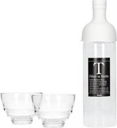 Hario Filter-In-Bottle - Pale Grey + Yunomi Tea Glass Set - IJstheemaker - Filter - Waterfilterfles - Licht Grijs - 750ml