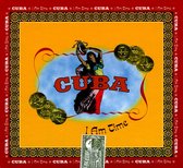 Centraal een dansende vrouw met een tamboerijn, omringd door goudkleurige munten en de tekst "CUBA I Am Time".
