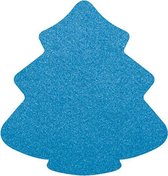 Kerstboom vilt onderzetters  - Lichtblauw - 6 stuks - 10 x 9,5 cm - Kerst onderzetter - Tafeldecoratie - Glas onderzetter - Woondecoratie - Tafelbescherming - Onderzetters voor gla