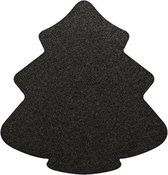 Kerstboom vilt onderzetters  - Zwart - 6 stuks - 10 x 9,5 cm - Kerst onderzetter - Tafeldecoratie - Glas onderzetter - Cadeau - Woondecoratie - Tafelbescherming - Onderzetters voor