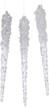 12x Transparante ijspegel kersthangers kunststof 18 cm kerstversiering