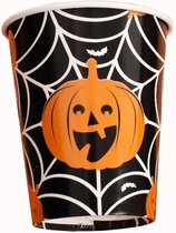 16x Halloween pompoen bekers - 250 ml - wegwerpbekertjes - feest thema