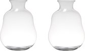 Set van 2x stuks transparante home-basics vaas/vazen van glas 40 x 29 cm - Bloemen/takken/boeketten vaas voor binnen gebruik