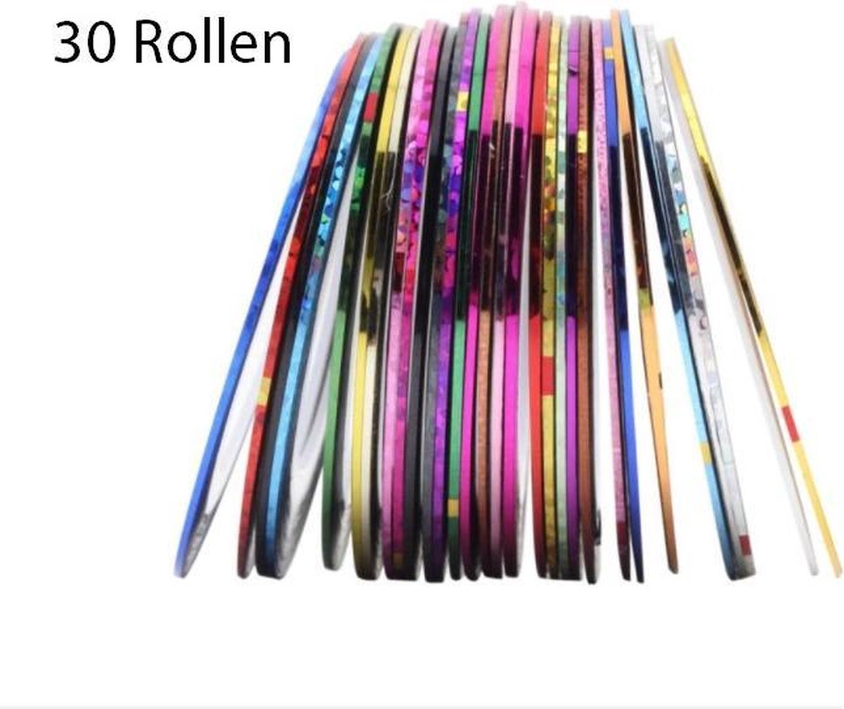 SVH Company Nail Art Striping Tape - Decoratie Sticker Nagel - Multicolor Gemengde Kleuren - 30 Rolletjes