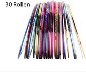 SVH Company Nail Art Striping Tape - Decoratie Sticker Nagel - Multicolor Gemengde Kleuren - 30 Rolletjes