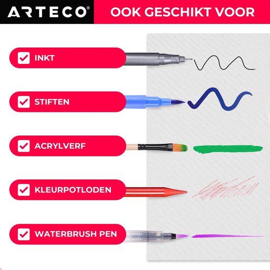 ARTECO® 25 vellen Aquarelpapier – Aquarelblok – Tekenblok – 300 gr/m2 – A4 Formaat