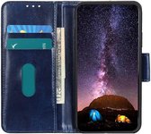 Motorola Moto One Fusion Plus Crazy Horse Portemonnee Hoesje Blauw