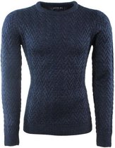 MZ72 - Heren Trui - Ronde Hals - Fijn Gebreid - Sacks - Navy