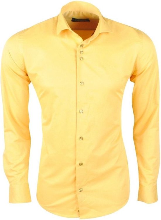 toewijding helper Corporation Ferlucci Heren Overhemd - Napoli - Slimfit - Stretch - Geel | bol.com