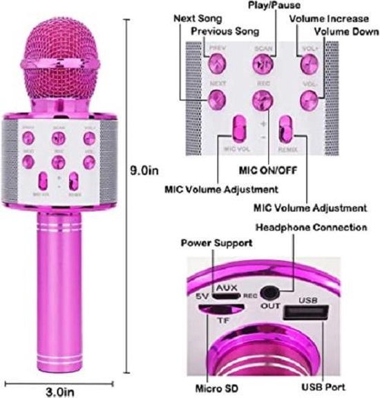 Karaoke Microfoon - Draadloos - Bluetooth Verbinding - Roze - Voor de gezelligste feestjes - Merkloos