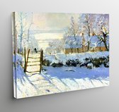 Canvas ekster in de sneeuw - Claude Monet - 70x50cm