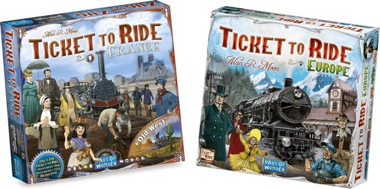 Afbeelding van het spel Ticket to Ride Spellenbundel - 2 stuks - Europa (Basisspel) & Uitbreiding Frankrijk & Old West