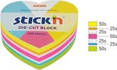 Stick'n Kubus memoblok - hartvormig - verschillende kleuren - 64x67mm, 250 sticky notes