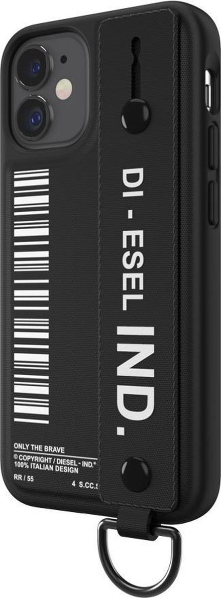 iPhone 12 Mini Backcase hoesje - Diesel - Effen Zwart - Kunstleer