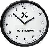 Moderne Zwarte Klok / Beste Monteur / Muurklok Zwart / Wandklok Zwart / 23cm / Ronde Muurklok / Wandklok