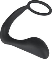 Black Velvets – Siliconen Anaalplug met Cock of Ball Ring Insteekdiepte voor Dubbel Plezier 8 cm - Zwart