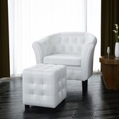 Fauteuil kunstleer met voetenbankje (Incl LW anti kras viltjes) Loungestoel - kruipstoel - Relax stoel - Chill stoel - Lounge Bankje - Lounge Fauteuil