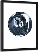 Foto in frame Abstracte cirkel, 80x120, zwart/wit, Premium print